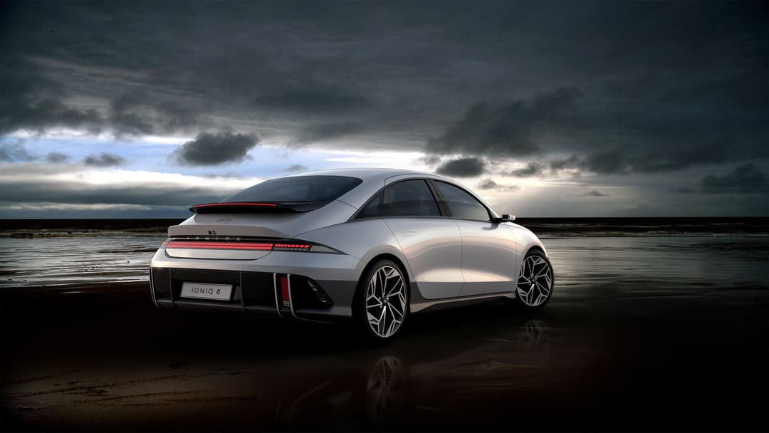 Hyundai Ioniq 6 parked on a beach